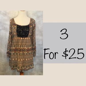 InLuv bohemian pheasant dress Sz 10-12
